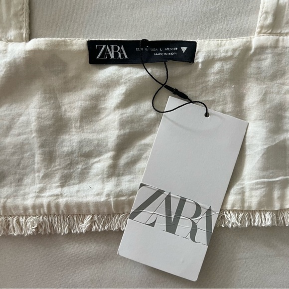 Zara Cream Embroidered Mirror Crop Top - Picture 9 of 16